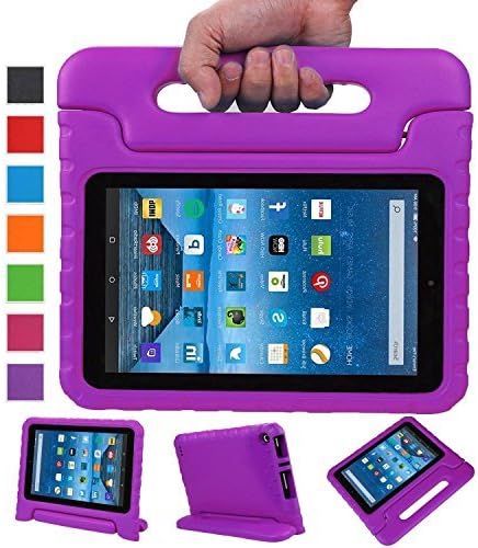 Fire 7 case, Fire 7 2015 Case, Husidy Kids Shock Proof Convertible Handle Light Weight Super Protective Stand Cover for Amazon Fire Tablet (7 inch Display, 2015 Release Only),PURPLE