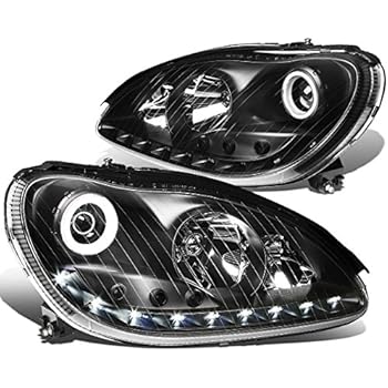 For Mercedes-Benz S-Class W220 Black Housing Halo Projector LED Headlight