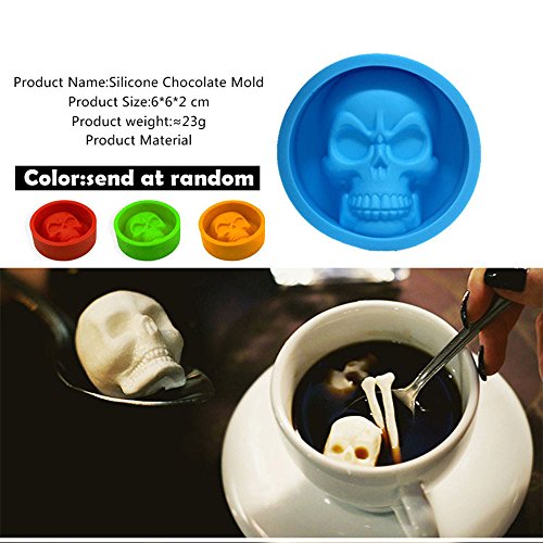 Hot Sale Halloween 3D Skull Silicone Mold Chocolate Fondant Cake Making Baking Mould 1Pc by Fenleo