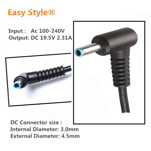 Easy Style 19.5V 2.31A 45W AC Adapter Power Supply Cord for HP Pavilion 11-n010dx x360;HP EliteBook 1030 G2 Folio 1040 G2 G3; HP Split 13 x2 13-g110dx 13-m010dx; Hp Chromebook 14-x Series 14-x013dx