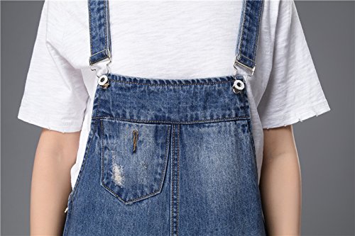 Skirt BL Women Sweet Plus Size Blue Baggy Ripped Cuffed Jean Rompers Rib Overall