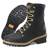 Carolina Elm 8" Steel Toe Logger Boot - EH-Rated Leather Work Boots for Men - Oil & Slip-Resist Logging Footwear - Memory Foam Lace-Up - Pillow Cushion Footbed - Triple-Rib Steel Shank