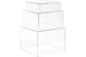 Red Co. Set of 3 Crystal Clear Acrylic Cube Display Nesting Risers with Hollow Bottoms, Transparent