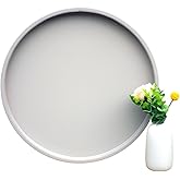 Galopgen 20-inch Round Ottoman Serving Tray - Textured PU Leather Coffee Table Decor, Waterproof Heat-Resistant Large Organizer for Home, Office, Bed & Party Essentials (Tranquil Beige, 20in)