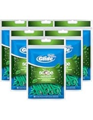 Oral-B Complete Glide Dental Floss Picks Plus Scope Outlast, Long Lasting Mint, 75 Dental Floss Picks, (Pack of 6)
