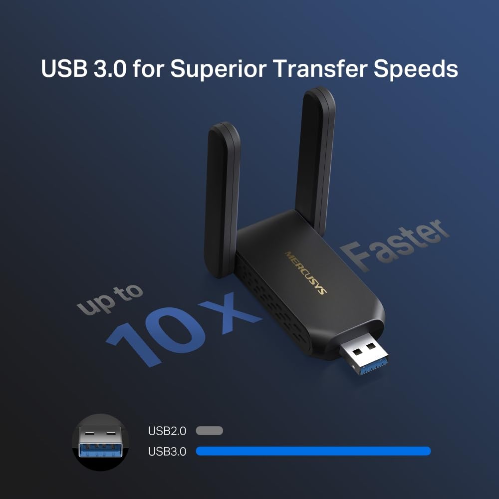 Mercusys Ma86Xh Axe5400Mbps Wi-Fi 6E High-Gain Usb Wifi Adapter For Pc, Usb 3.0 Wifi Dongle With Speeds Up To 2402 Mbps On 6 &Amp; 5Ghz, Windows 10 &Amp; 11 Compatible, Wpa3 Security, Streaming/Gaming - View 8