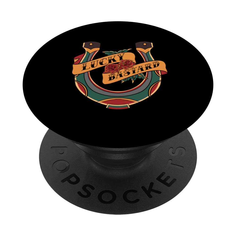 Lucky Bastard Horseshoe, Roses, LeJits, Fighting, Jiu-Jitsu PopSockets Swappable PopGrip