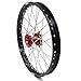 KKE 21/19 SPOKED MX WHEELS RIMS SET FOR CRF250R 04-13 CRF450R 02-12 CR125R CR250R 02-13 CNC ALUMINUM (red hub, black rim, silver nipple, silver spoke)