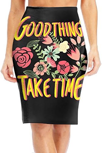 Womens Slim Long Sleeve Printing SkirtGood Things Take Time Slim Stylish Dress