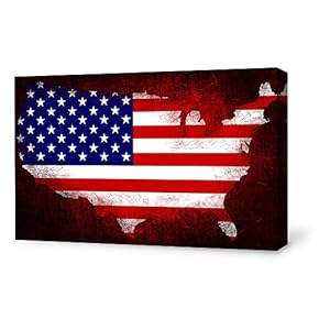 Canvas Wall Art US Flag Canvas Painting Wall Poster Decor for Living Room Framed Home Decorations - 12x18 inches