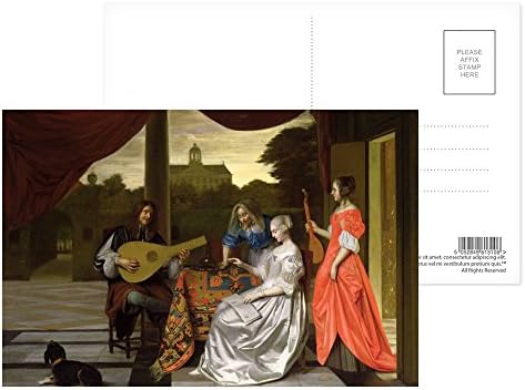 Musical Scene in Amsterdam by Pieter de Hooch - Postcard (Pack of 8) - 6x4 inch - Art247 Highest Quality - Standard Size - Pack Of 8