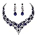 Molie Bridal Austrian Crystal Necklace and Earrings Jewelry Set Gifts fit with Wedding Dress(Navy Blue)