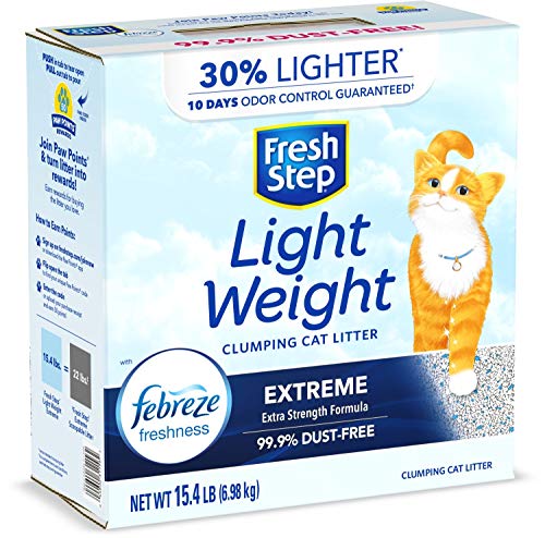 FRESH STEP LIGHTWEIGHT EXTREME SCENTED LITTER WITH THE POWER OF FEBREZE, CLUMPING CAT LITTER, 15.4 POUNDS (PACKAGE MAY VARY)