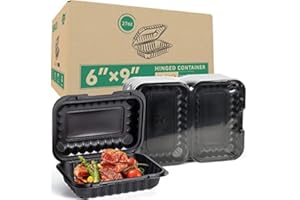 LEOBOX To Go Containers, BPA-Free Plastic Take Out Boxes with Lids 50-Pack 27oz Black MFPP Reusable Meal Prep Container for Food Storage, Hinged Clamshell Design for To-Go Lunch Salad Breakfast