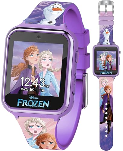 Disney Frozen II Kids Smart Watch - Touchscreen with Games, Camera, Step Counter, Alarm, Timer, and Printed Silicone Strap - Fits Wrists 5.5