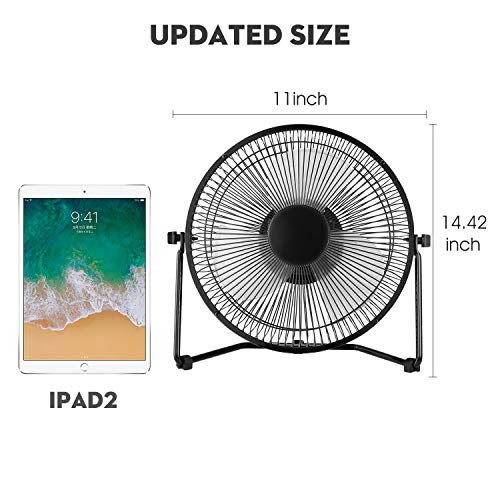 11Inch Desk Fan, Rechargeable Battery or USB Powered with 4400mAh