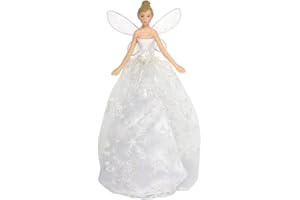 Gisela Graham : Christmas Decoration : Silver Glitter Tree Top Fairy, ONE, JNS_473068