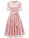 DRESSTELLS Short Bridesmaid Scoop Floral Lace Dress Cocktail Formal Party Dress Blush 3XL