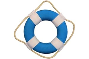 HANDCRAFTED NAUTICAL DECOR Hampton Nautical Vibrant Decorative Life Ring with White Bands Decoration Beach Home Decorating Ideas, 6", Light Blue