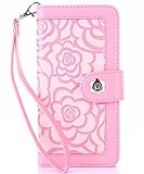 iPhone 8 Plus Case,iPhone 7 Plus Wallet Case,FLYEE Premium Flip Wallet Leather Magnetic Protective Cover with Card Slots and Detachable Wrist Strap for iPhone7 Plus iPhone8 Plus 5.5 Inch Mirror Pink