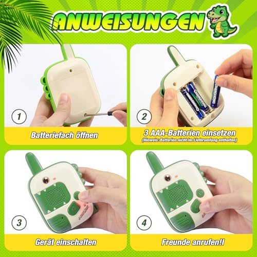 Walkie Talkie Children, Dinosaur Toy from 3 4 5 6 7 8 Years Boy Gift Ideas Walky Talky Gift Boy 3-8 Years Outdoor Games for Boys Radio Children's Toy Easter Gifts Children