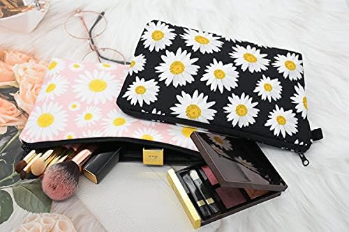 Borsun 2 Pcs Cosmetic Bag for Women Small Make Up Bag Waterproof Travel Toiletries Pouch with Zipper for Organizing Small Items, Gift Bags for Birthday Christmas(Daisy Flower 1) 7 Borsun 2 Pcs Cosmetic Bag for Women Small Make Up Bag Waterproof Travel Toiletries Pouch with Zipper for Organizing Small Items, Gift Bags for Birthday Christmas(Daisy Flower 1)