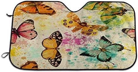 TianHeYue Butterfly Watercolor Car Windshield Sun Shade Universal Fit Sunshade-Keep Your Vehicle Cool UV Sun Heat Reflector 130x70cm