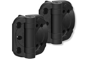 Safetech Hardware CoilKlik Self Closing Gate Hinges | Vertical & Horizontal Multi Adjustment | Heavy Duty Outdoor Tension Close Adjustable Hinges | Wood & Vinyl/PVC Gates up to 187 lb | SHC-135 Black