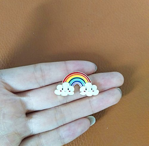 MANZHEN Gold Silver Sun Cloud Rainbow Enamel Brooch Lapel Pin Badge(Silver rainbow)