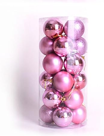Immagini Palline Di Natale Colorate.Gespout 24 Palline Di Natale Colorate Con Gancio 8 Cm Plastica Rosa 8 Cm Amazon It Casa E Cucina