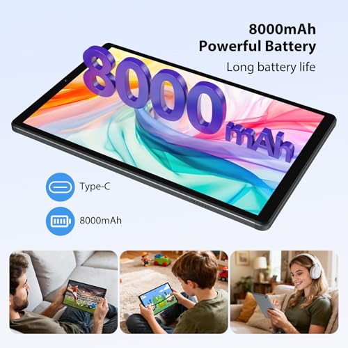 PIXGOOD 2K Android 15 Tablet, 36GB RAM+512GB ROM (2TB TF), 4G LTE + 5G WiFi, Tablet 10.6 Inch, Octa-Core, 2000 x 1200FHD, 8000mAh, 13MP + 8MP, GPS, Tablet with Keyboard (Grey)