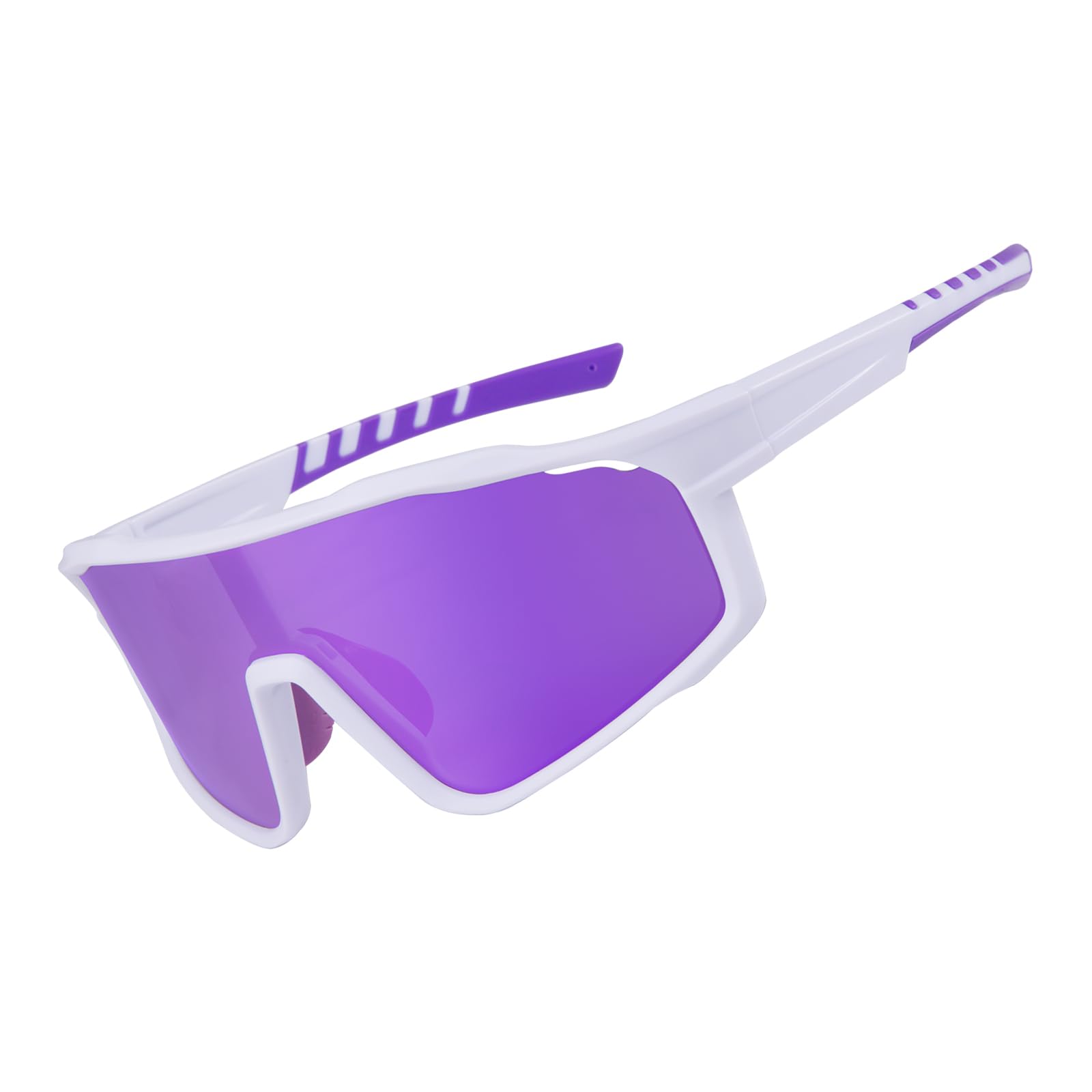 OKH Polarised Cycling Sunglasses for Men Women Outdoor Sports UV400 Protection Driving Fishing Mountain Bike Glasses (White Frame Purple Film Lens)