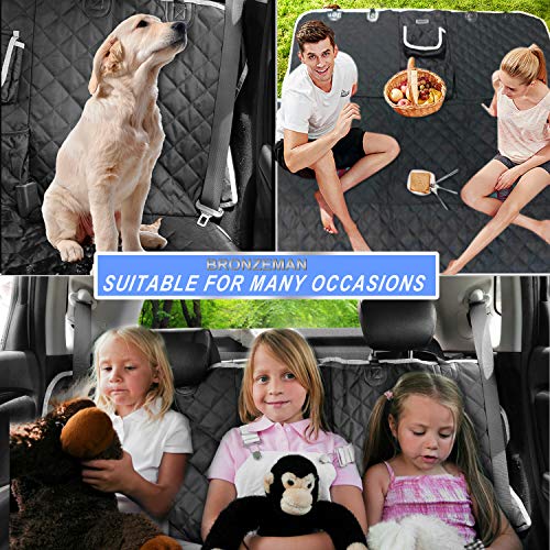 Dog Seat Cover for Back Seat - 100% Waterproof,Nonslip Bench Seat Cover Compatible for Middle Seat Belt | Strong & Durable, Multiuse,Fits All Cars | Bonus Gifts Pack Bag,Dog Leash, Buckle (Black)