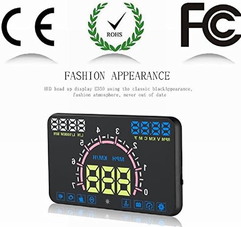 YICOTA 5.8" Car HUD Head-Up Display Windshield LED Projector with OBD2 EUOBD with Speed Fatigue Warning RPM MPH KM/h Fuel Consumption Display (E350)