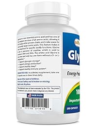 Best Naturals Glycine Suplemento 1000 mg para la producción de energía, 180 count