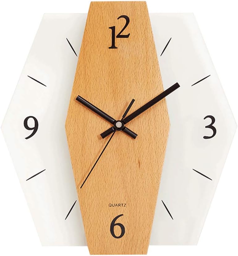 XLYYHZ Quartz Clocks Decoration Wood Silent No Ticking Easy to Read Wall Clock for Living Room Kitchen School Bar Hotel 11 Inch Black with Hook