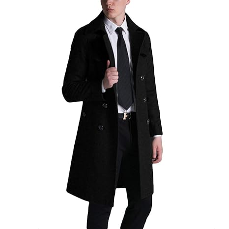 MERRYHE Wolle Trenchcoat Für Herren Zweireiher Great Coat Woolen Lange Jacken Warm Military Mäntel Mit Gürtel