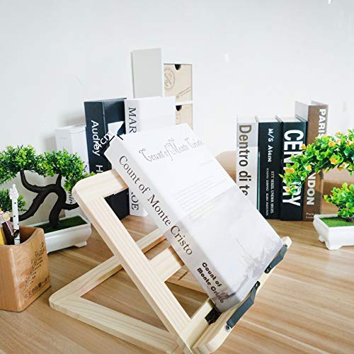 Pullic Wooden Adjustable Book Laptop Stand Tablet Reading Rest Holder (Beige) - Thumbnail 3