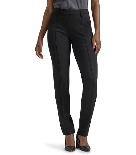 lee women's black dress pants Secretly Shapes Regular Fit Straight Leg Pant, Black, 2 at Amazon Women's Clothing store you can trust that Tuxedos/Ensembles Off the Shoulder Short Size:XXL / US 14
