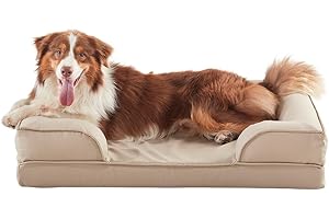 MixPet Medium Dog Bed Faux Leather Sofa Dog Bed Pillow Memory Foam 36 * 27 in