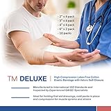 Cotton Elastic Bandage with Velcro Closure. Compression Bandage Wrap Provides Maximum Support for Varicose Veins, Sprained ankle, Sore Muscles, Sore Feet, Swelling. 2”, 3