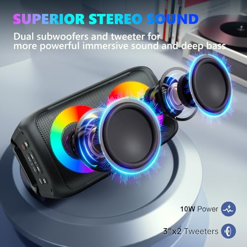 Karaoke Machine for Adults Kids, Portable Bluetooth Speaker with 2 Wireless Microphones, TWS Mode & LED Light, 10H Battery PA System Stage Monitors,Perfect for Home Party Outdoor Birthday Gifts(Black)