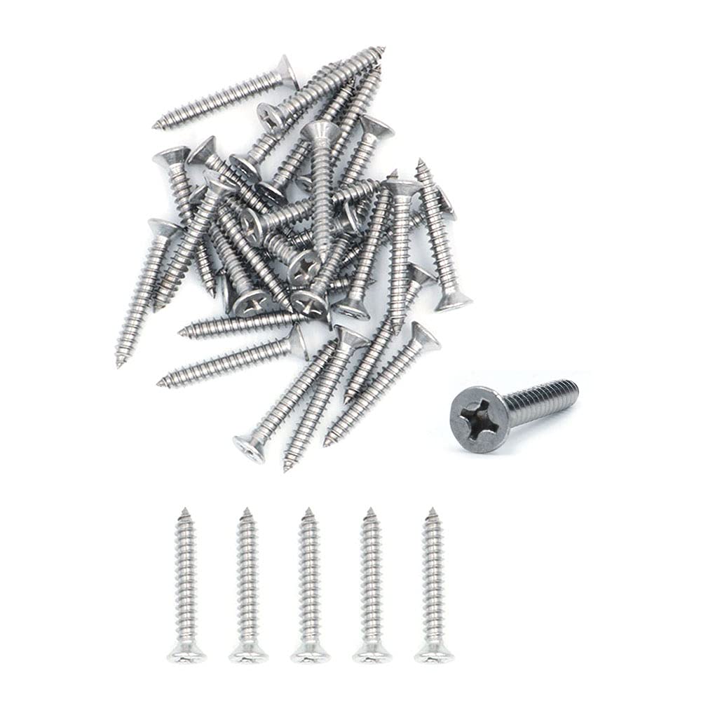 200X NUZAMAS 10G*55 304 Stainless Steel Self-Tapping Screws Cross Flat Countersunk Head Screw Miniature Screw Wood Screw Self-Tapping Screws and Wood Screw(ST4.8 * 55)