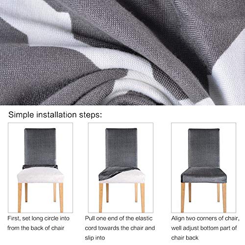 SearchI Dining Room Chair Covers Slipcovers Set of 6, Spandex Fabric Fit Stretch Removable Washable Short Parsons Kitchen Chair Covers Protector for Dining Room, Hotel, Ceremony (Gray, 6 per Set)