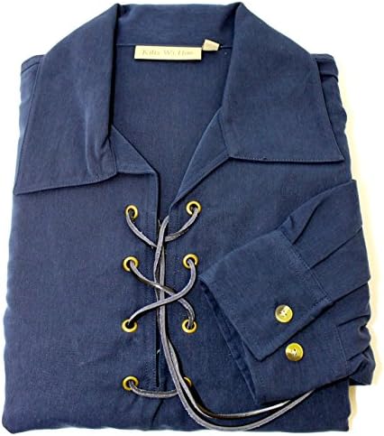 Deluxe Jacobite Jacobean Ghillie Shirt - Navy Blue. Own Brand. 7 Sizes Available