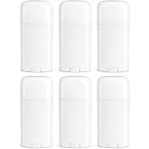 Deodorant Container - Empty - 2.65 Ounce - Twist-Up Refillable Plastic Tube for Deodorants - Cosmetic Crafts - Pack of 6 &ndash; Oval Cap- By Natural Farms