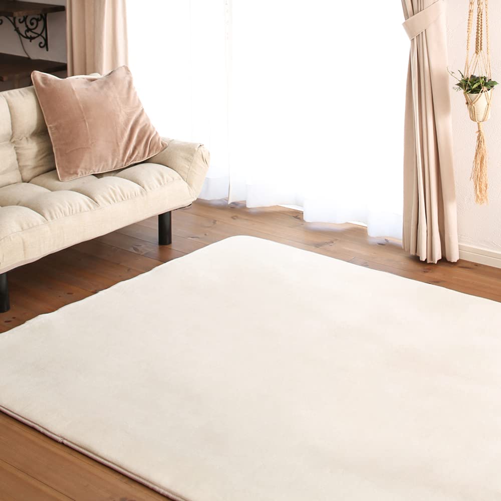 Colorsroom カーペット ラグ ラグマット 2畳 洗える ラグ 絨毯 185×185cm 滑り止め付 抗菌 防臭 防ダニ オールシーズン 床暖房 ホットカーペット対応 ふわふわ肌触り フランネルラグ アイボリー商品画像