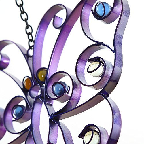 CEDAR HOME Wind Chime Unique Outdoor Indoor Hanging Mobile Bell Windchime for Garden Lawn Yard Patio Waterproof Metal Glass Home Decor, 6.5" W x 1.5" D x 20" H, Butterfly - Thumbnail 6