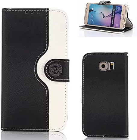 Galaxy S6 Case, Hankuke [Kickstand] Samsung Galaxy S6 PU Leather Wallet Case [Ultra Slim] Premium PU Leather Flip Cover - Flip Case for Samsung Galaxy S6 (black+white)