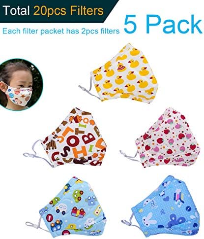 Dodoshop 5Pack Anti Allergy Dust Mask for Kids,Comfort Cotton Kid's Dustproof Mouth Mask with Adjustable Straps for Outdoor Indoor